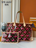 Cherry Print Transparent Tote Bag Set