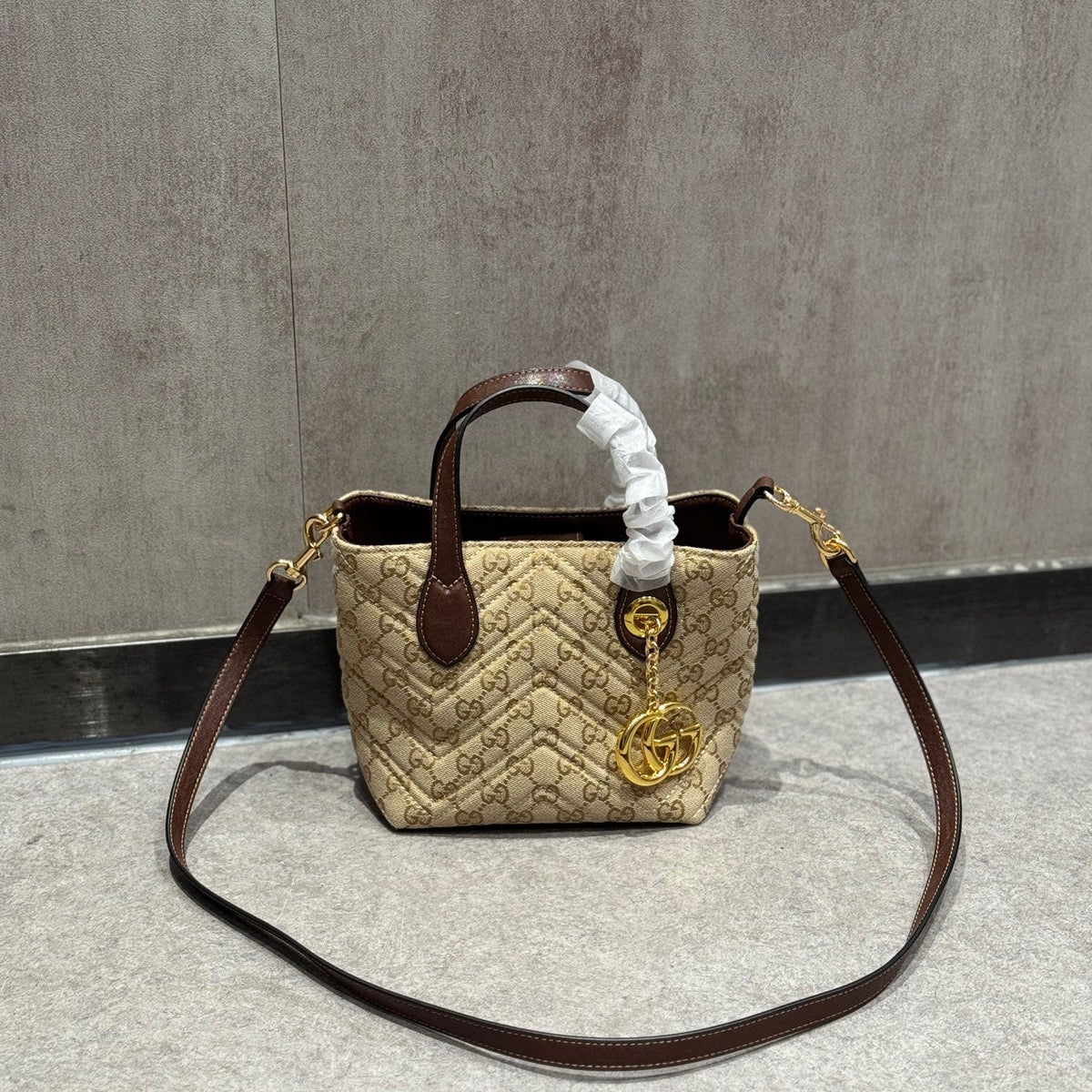 Premium Quilted Monogram Tote Bag Set