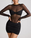 Elegant Sheer Panel Short Dress