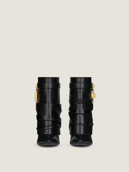 Shark Lock Stiletto Ankle Boots In Nappa Leather