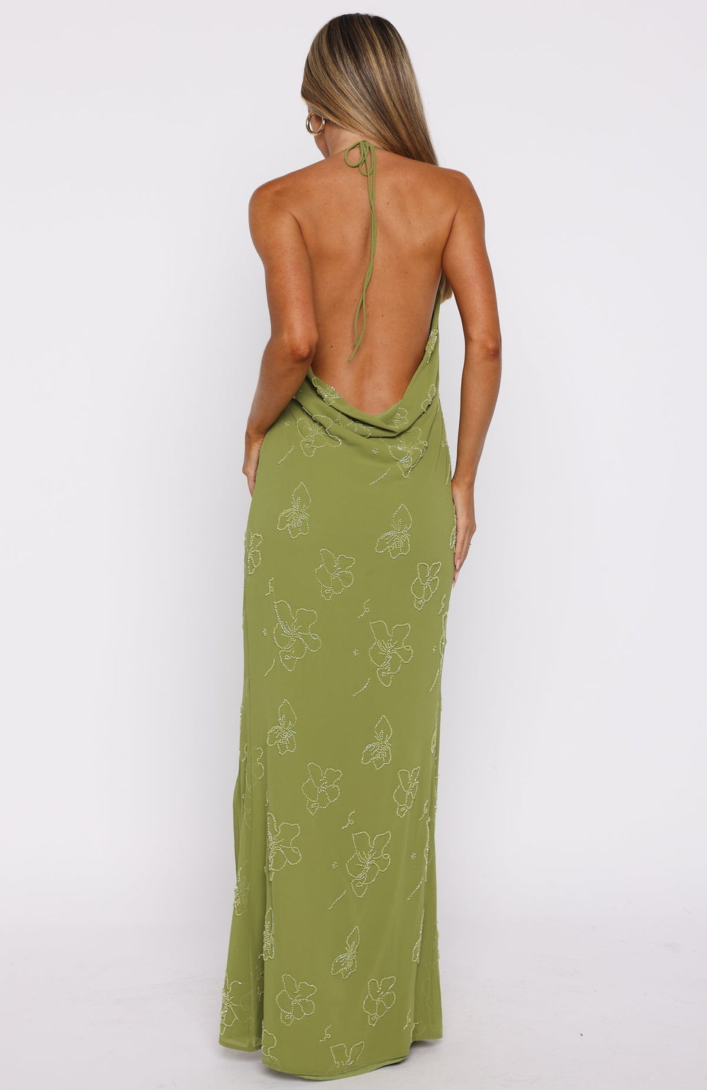 Slow Dancer Beaded Maxi Dress Green Tea