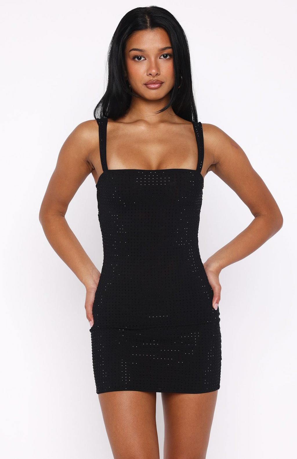 Pump The Volume Embellished Mini Dress Black
