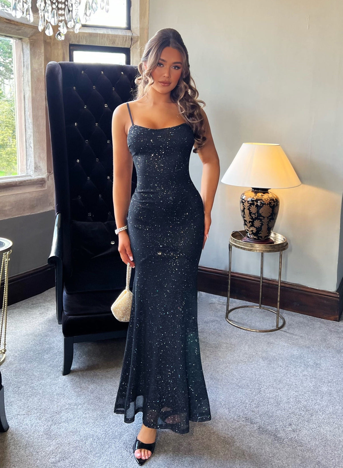 Eclipsed Beauty Sparkle Maxi Dress - Black