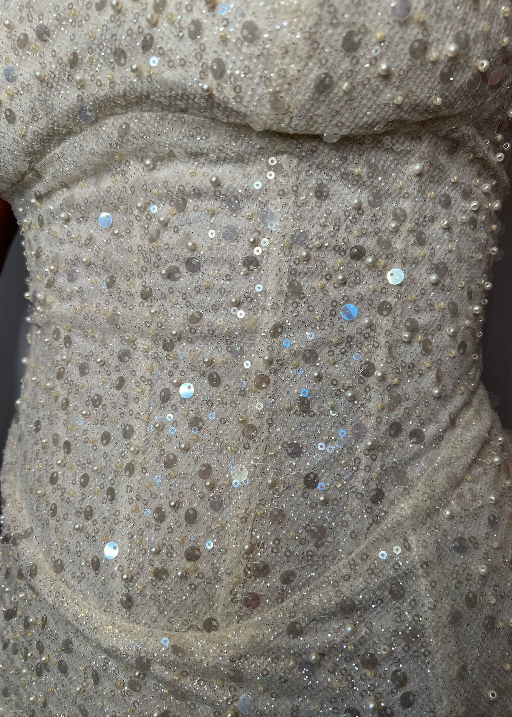 Secrets Out Embellished Gown - Pearl
