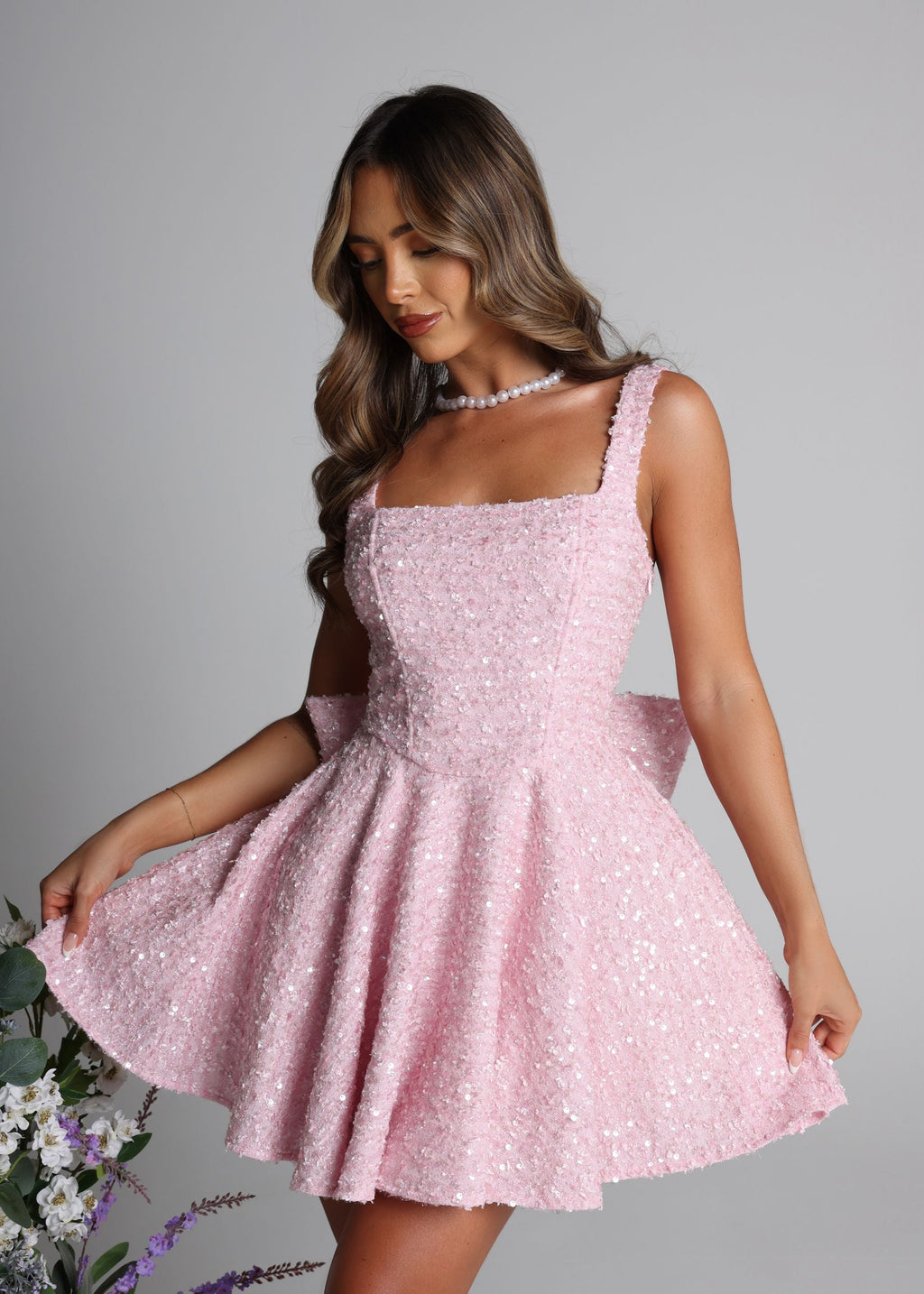 Love Letters Bow Mini Dress - Pink
