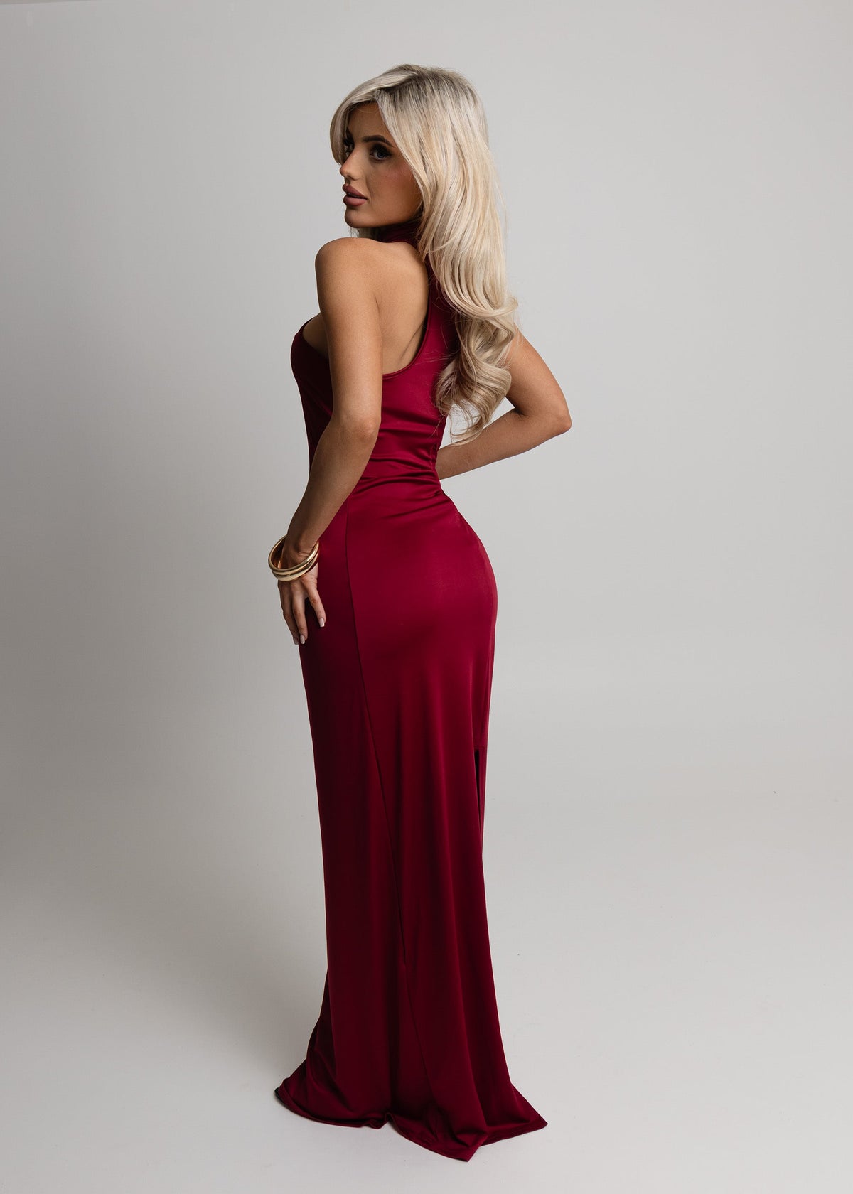 Romance Me Halterneck Maxi - Wine