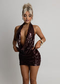 Silent Allure Cowl Neck Two Piece - Wine
