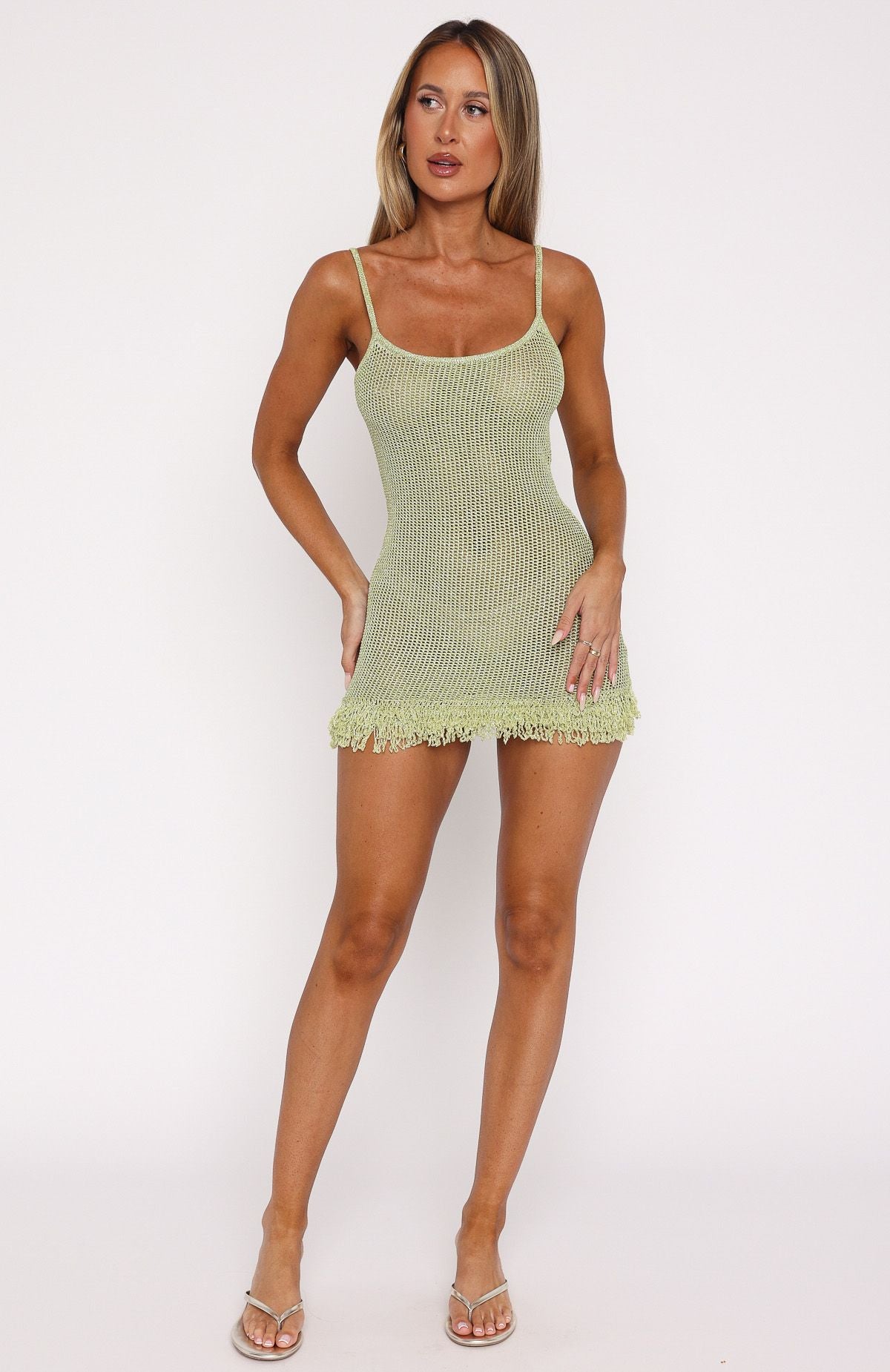 Keeping Me Awake Knit Mini Dress Apple