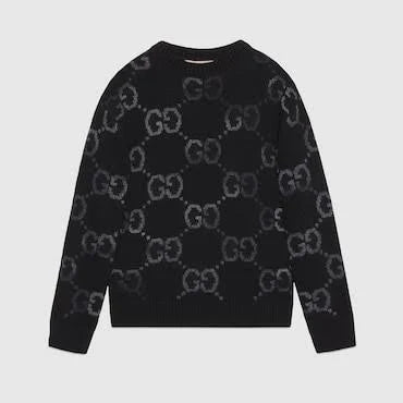 Wool Sweater with Gg Intarsia