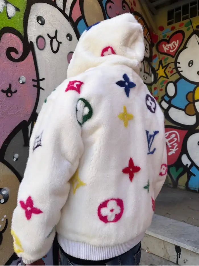 LV Mink Fur Coat x Virgil Abloh White And Multicolor Fur