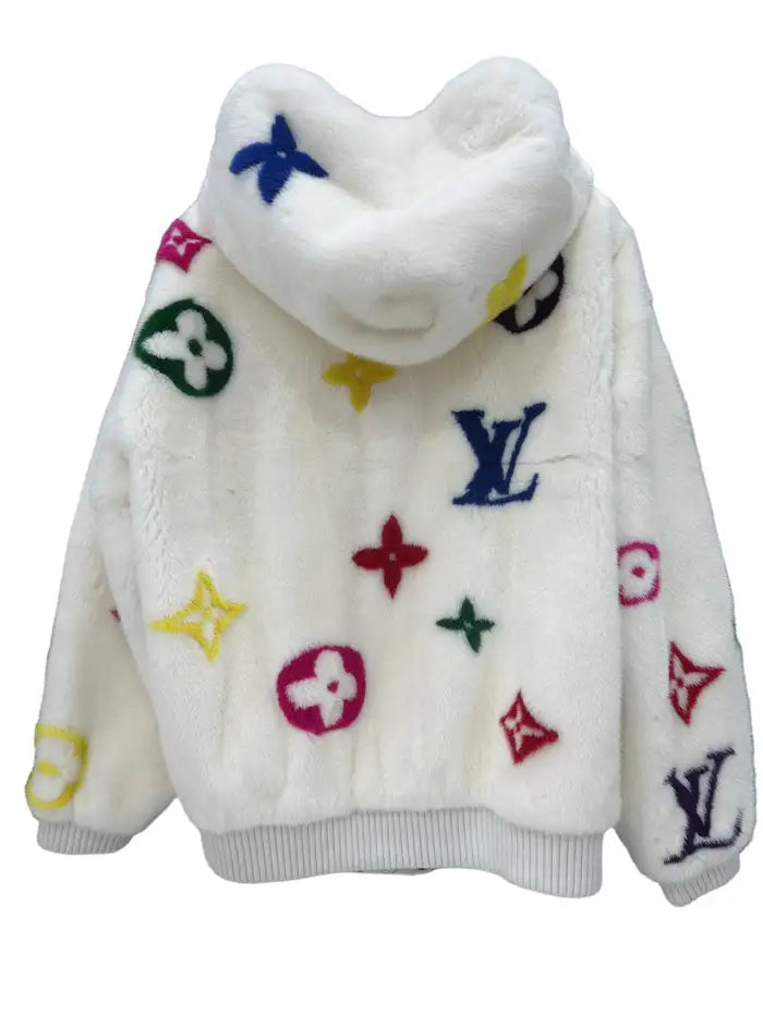 LV Mink Fur Coat x Virgil Abloh White And Multicolor Fur