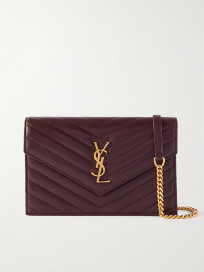 Cassandre Envelope Mini Matelasse Leather Shoulder Bag With Box