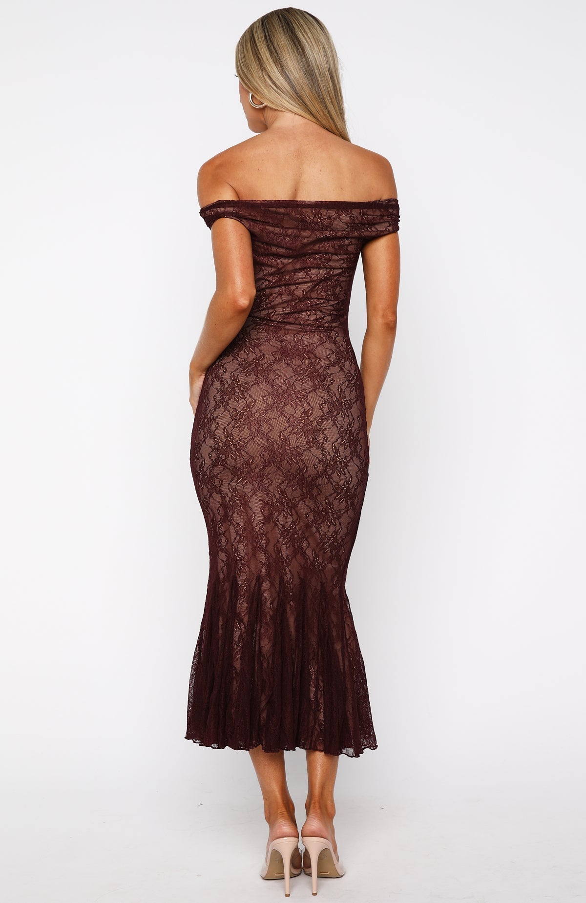 Defied The Odds Off Shoulder Lace Maxi Dress Wine
