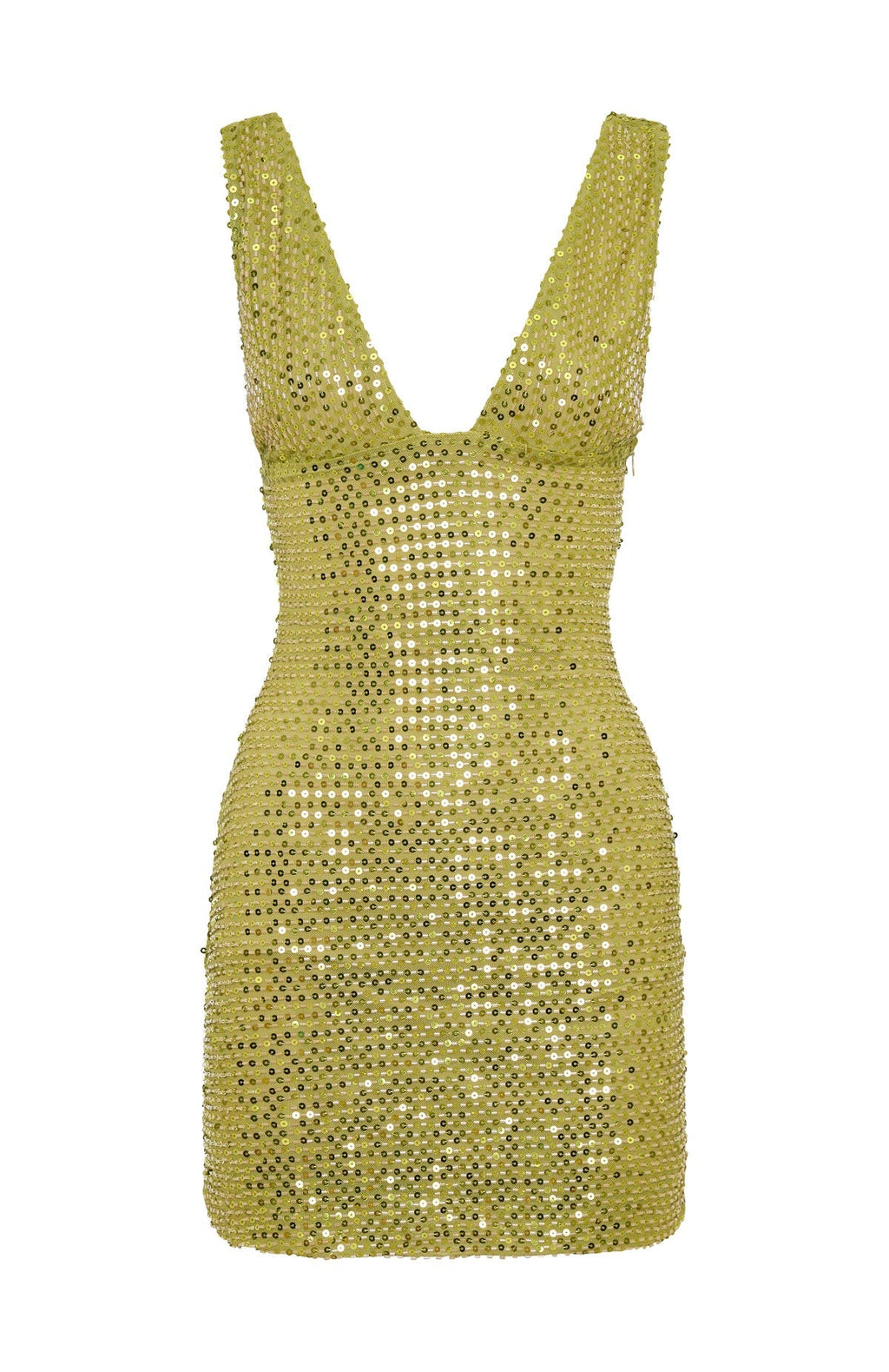 I Believe In You Beaded Mini Dress Chartreuse