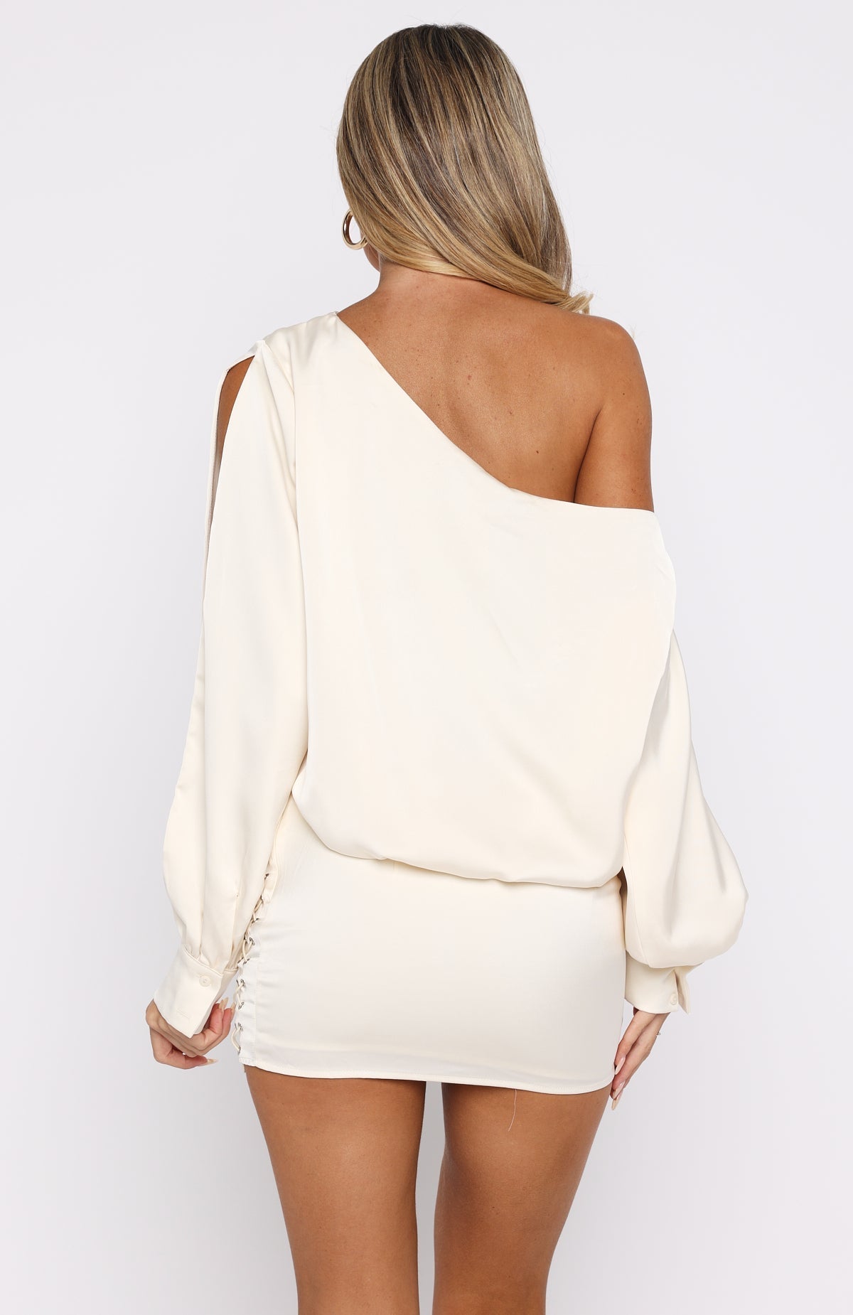 Love Letter Long Sleeve Mini Dress Off White