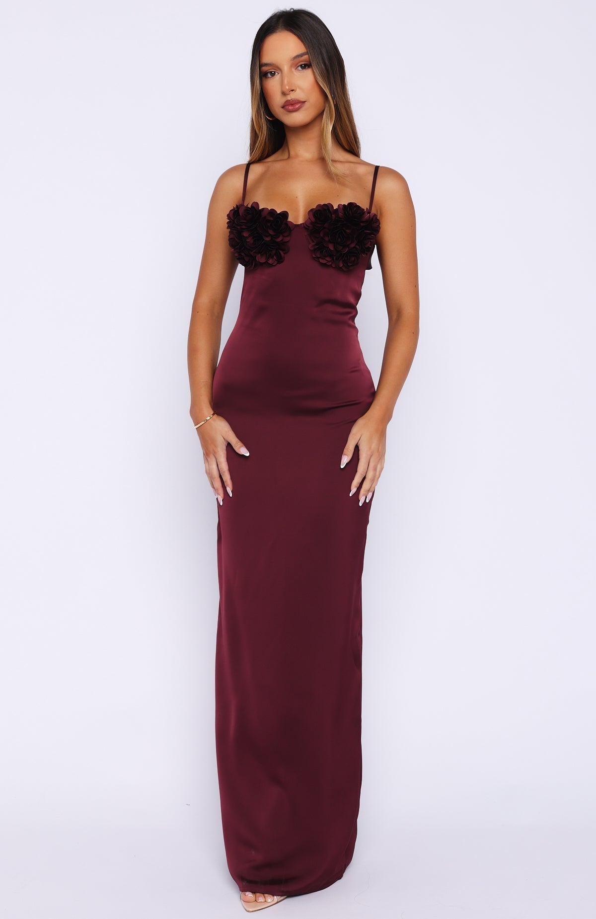 Sweet Petal Maxi Dress Burgundy